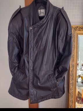 Skin Black Leather Asymmetrical Zip-Front Men's Jacket